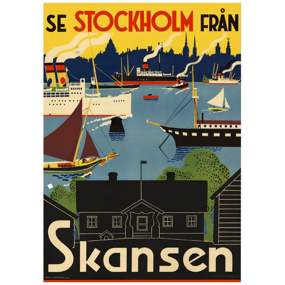 Se Stockholm från Skansen 1932, affisch 21x30cm
